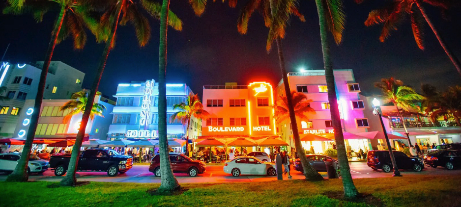 Hotels with neon lights